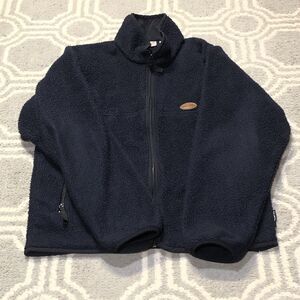 Vintage Woolrich Jacket Mens Size Medium Full Zip Fleece Sweatshirt Blue Pockets
